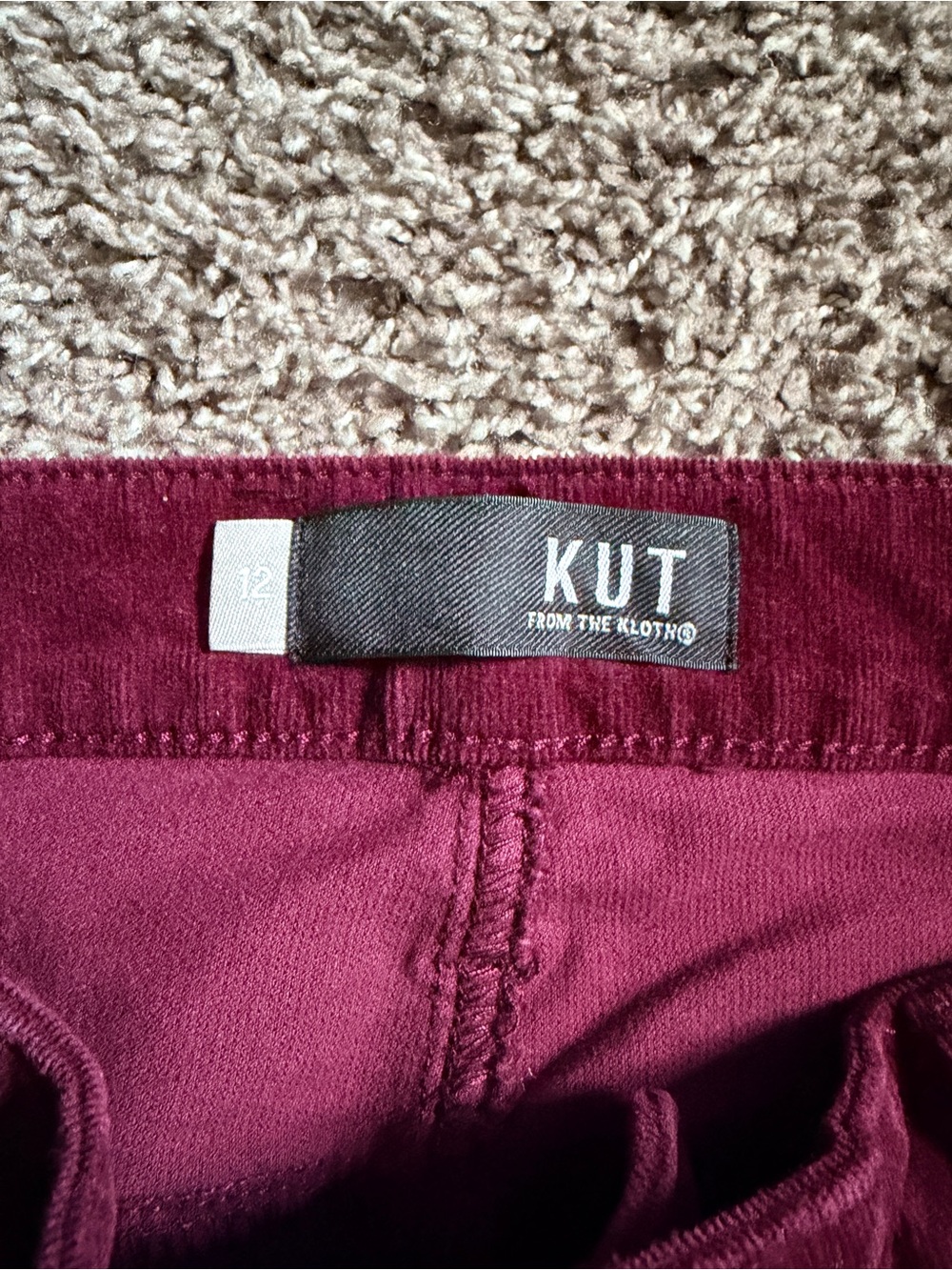 Kut from the Kloth High-Waist Slim Corduroy Pants - Deep Wine size 12 - Picture 4 of 7